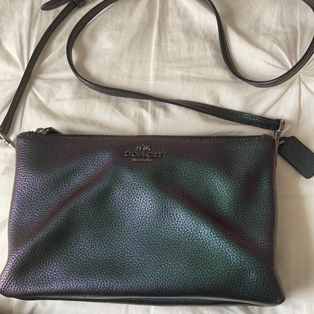 Metallic cross body Coach bag